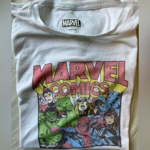 Marvel Red and White Short Sleeve Tee with Superhero Graphic